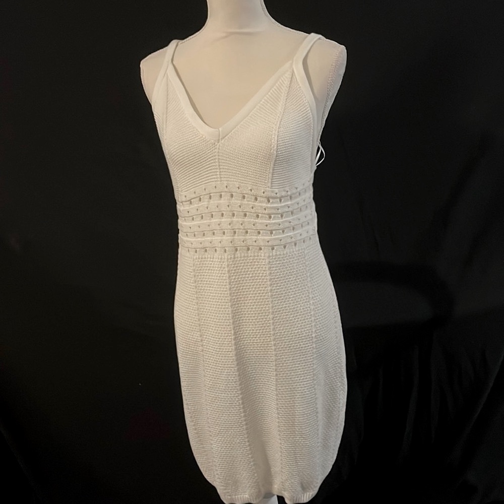 NTW- NO COMMENT white knit dress (L) retail $50 runs smaller (M-L)